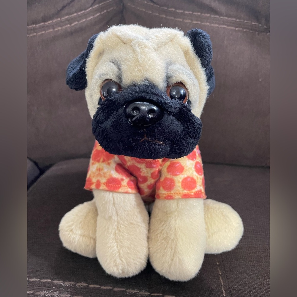 DOUG THE PUG Original soft and tender plush with collectible pizza shirt
